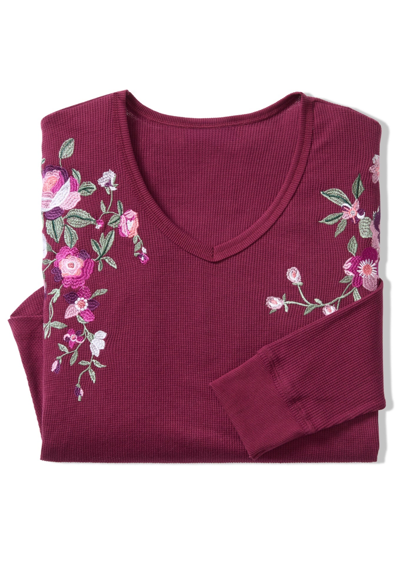 Waffle Thermal V-Neck Tee image number 1