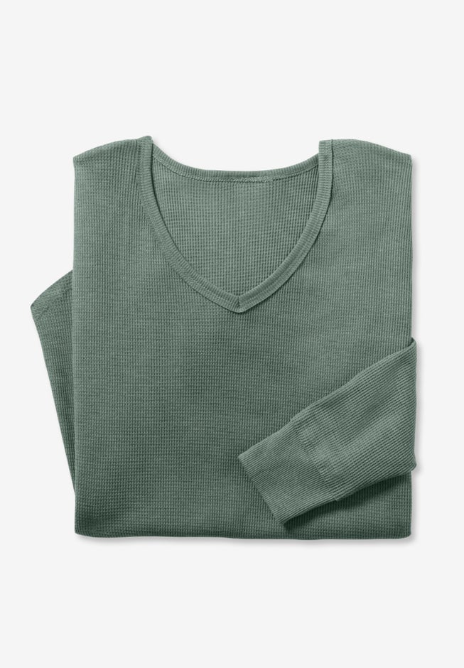 Waffle Thermal V-Neck Tee image number 5