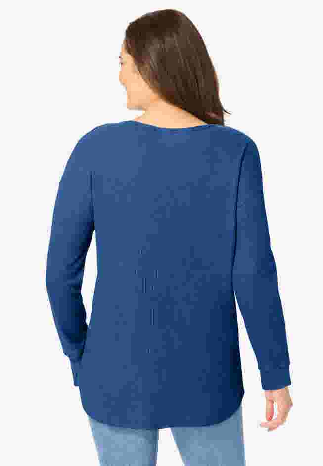 Waffle Thermal V-Neck Tee image number 1