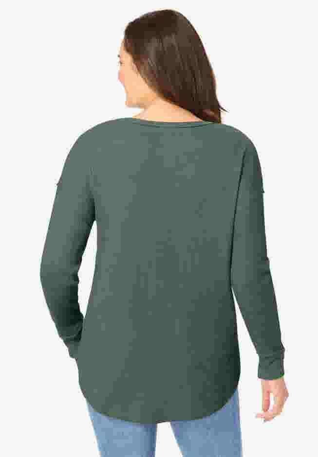 Waffle Thermal V-Neck Tee image number 1
