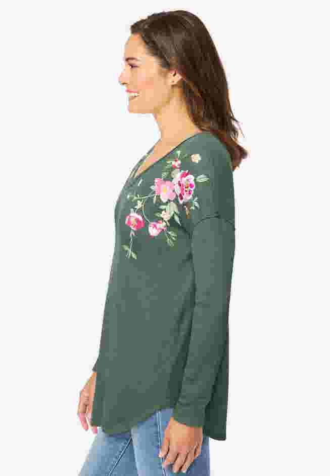 Waffle Thermal V-Neck Tee image number 2