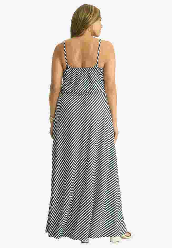 Stretch Knit Blouson Maxi Dress image number 1