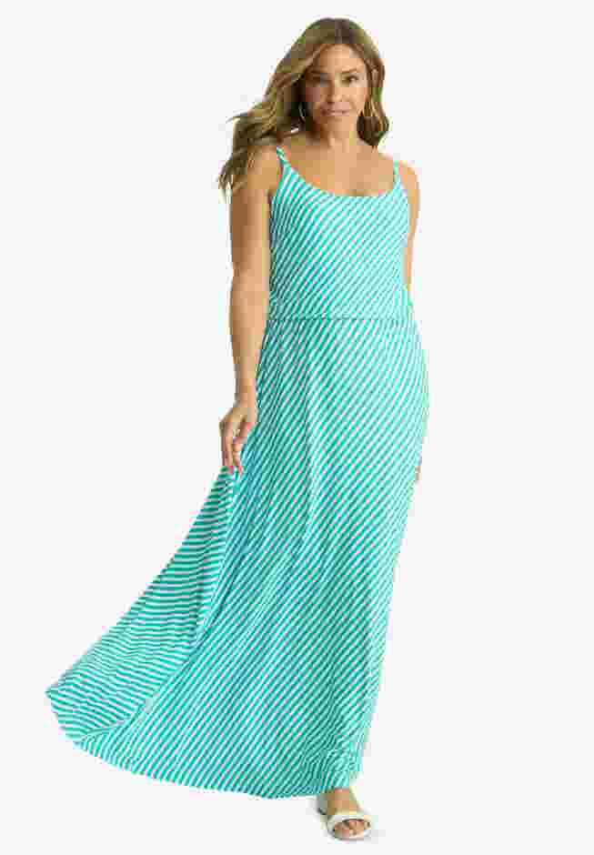 Stretch Knit Blouson Maxi Dress image number 0