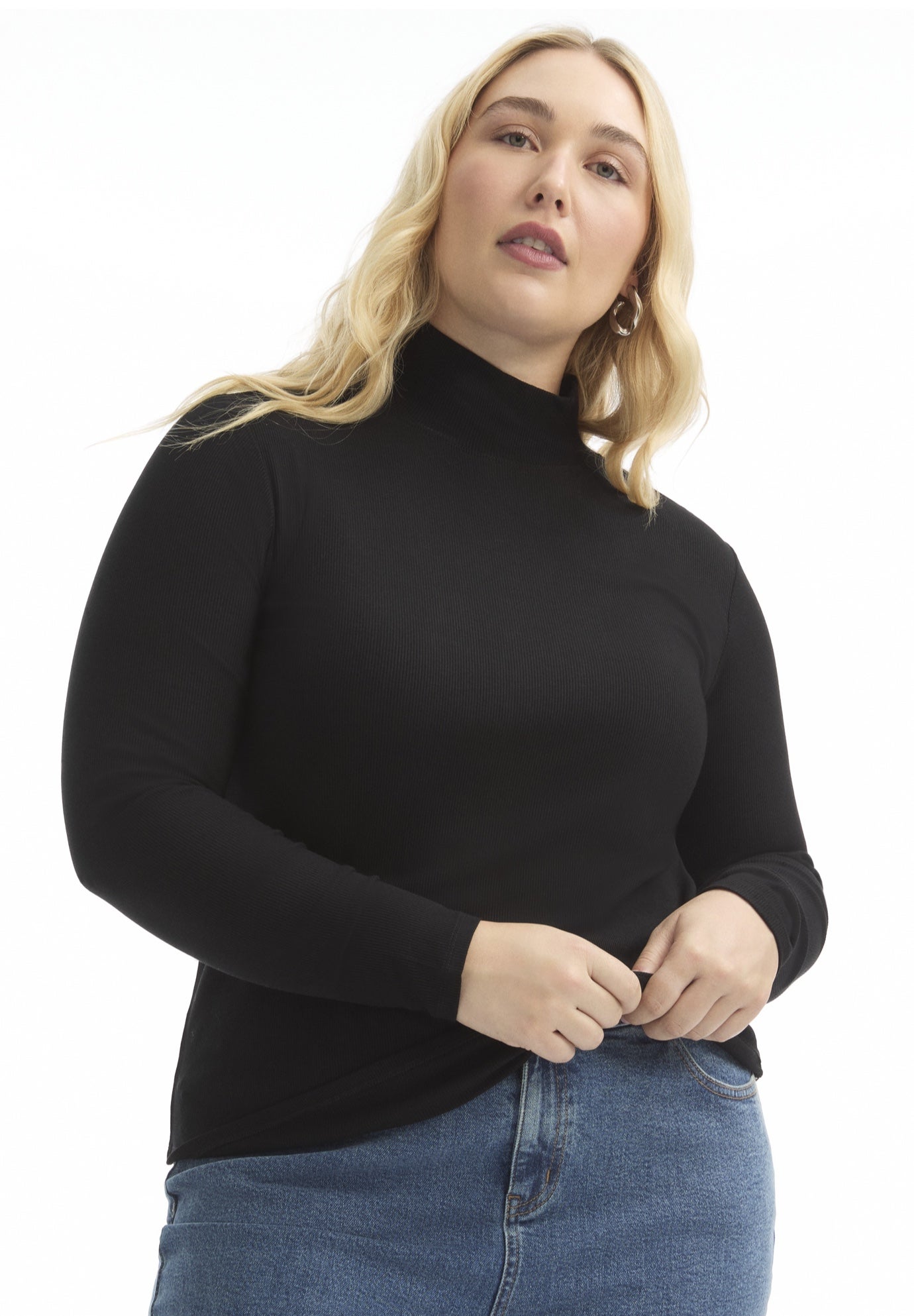 Ribbed Mock Neck Top image number 0