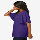 Stretch Knit Flutter Sleeve Tunic image number null