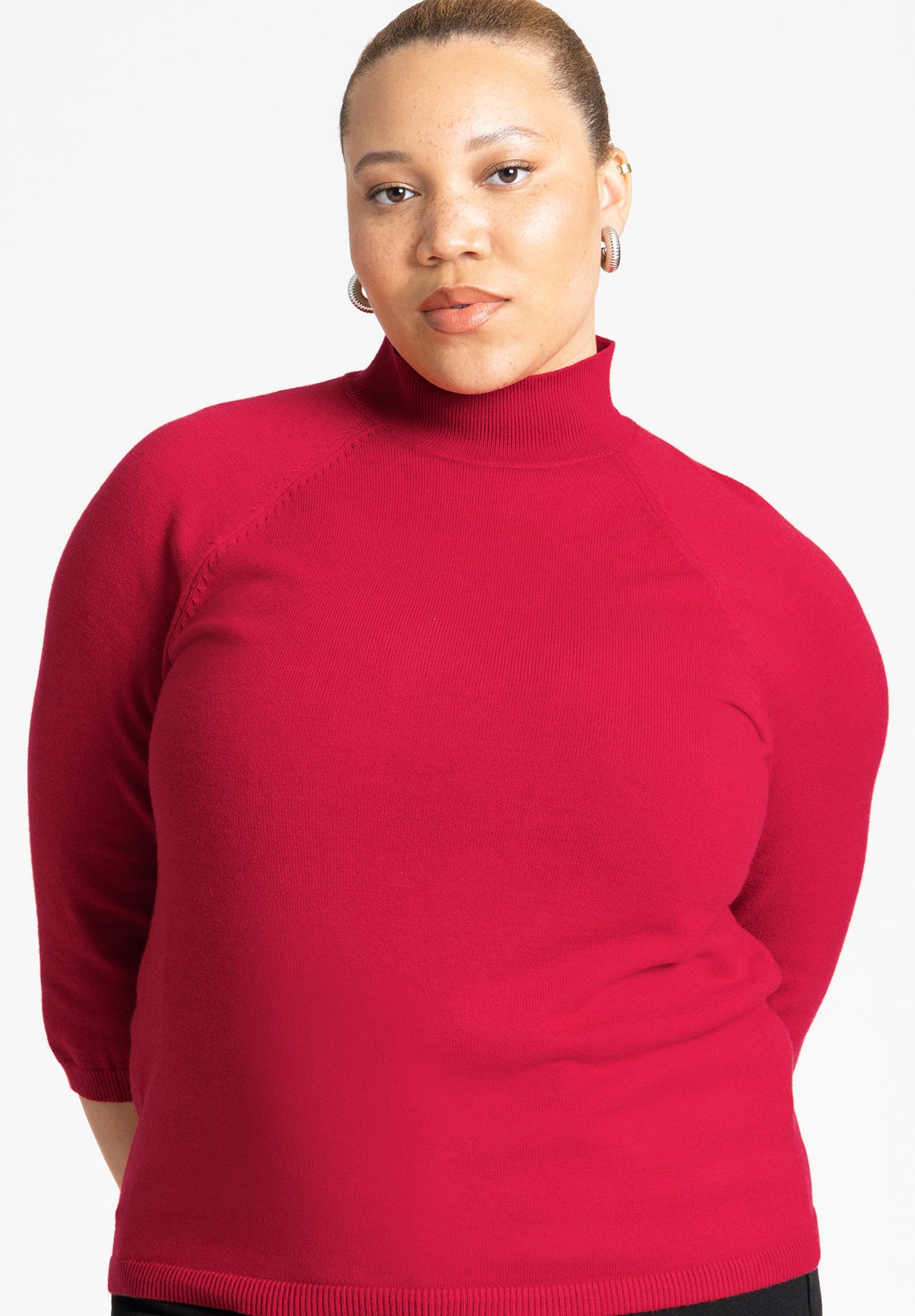 Three Quarter Sleeve Turtleneck Sweater image number 0