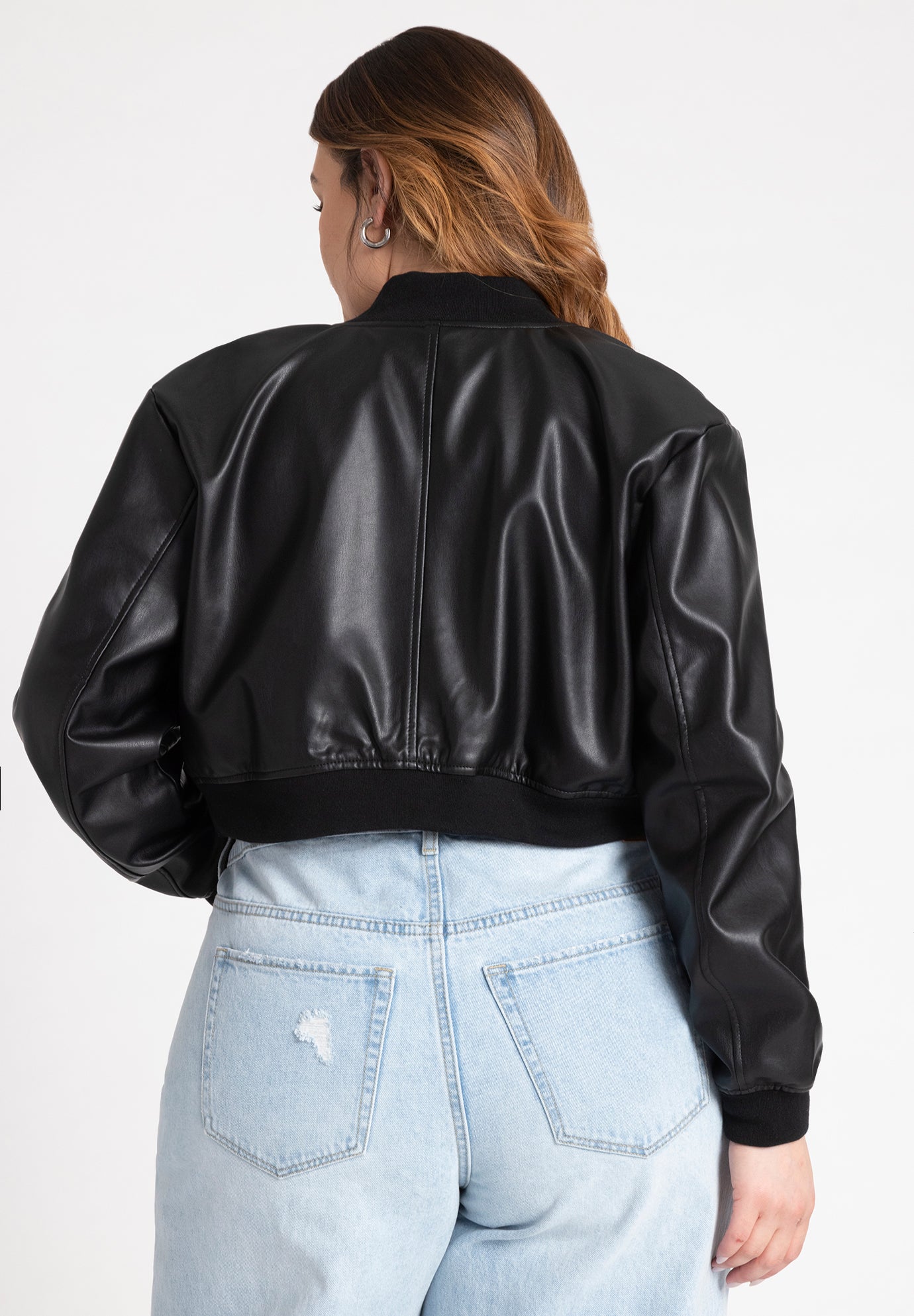 Faux Leather Bomber Jacket image number 1