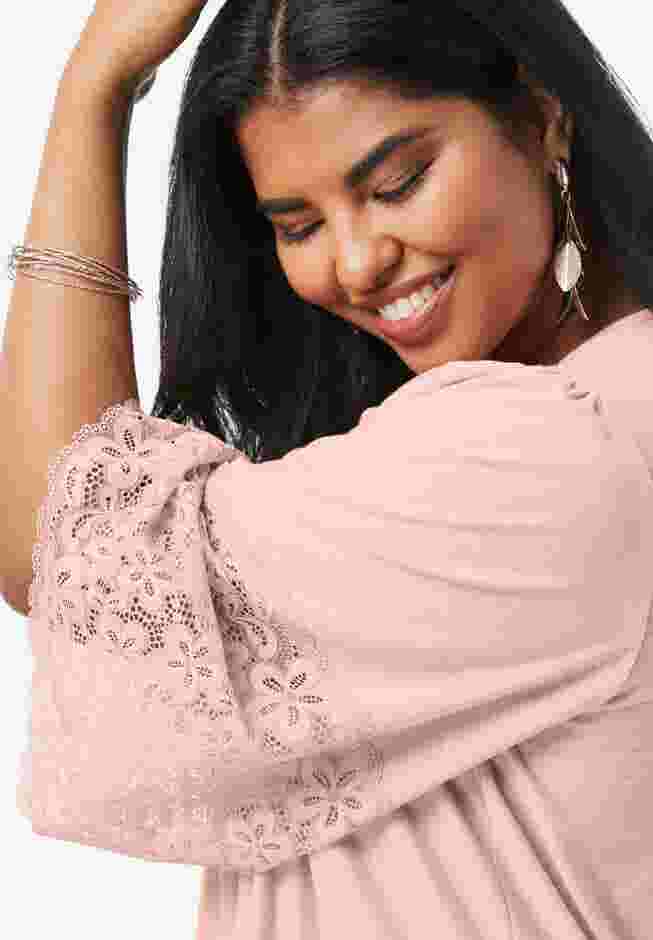 Lace-Hem Pintuck Tunic image number 3