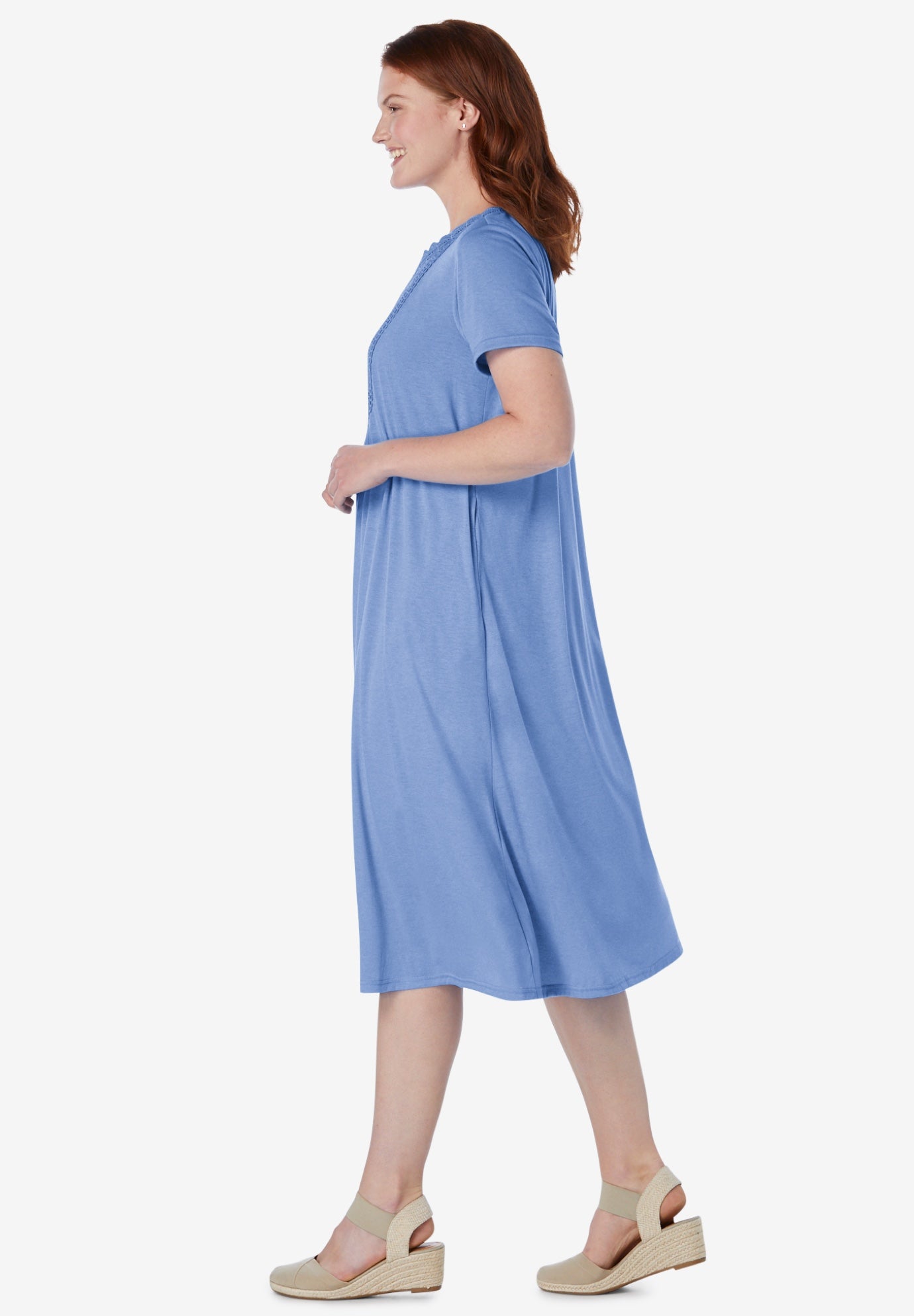 Embroidered Lace Bib Knit Dress image number 3