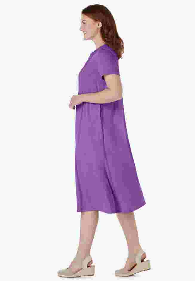 Embroidered Lace Bib Knit Dress image number 2