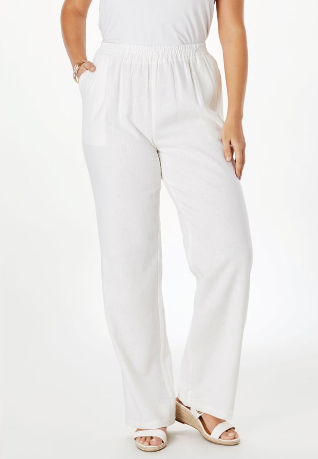Lightweight Linen-Blend Straight-Leg Pants image number 3