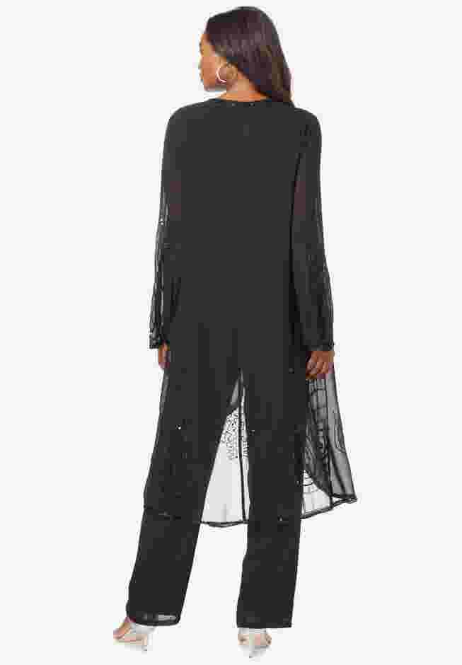 Plus Size Beaded Georgette 3-piece Pant Set – Formal Wear image number 1