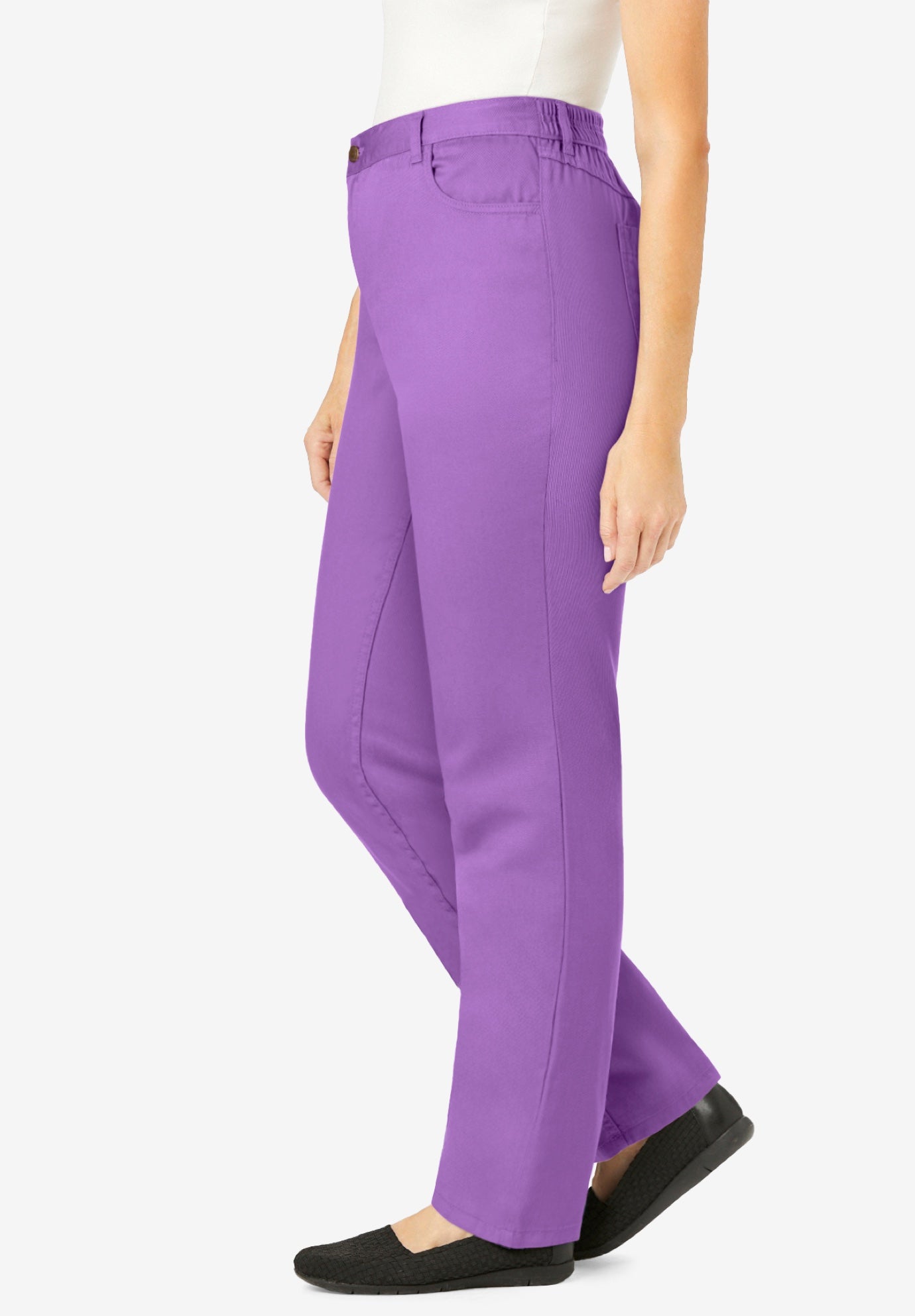 Perfect Back-Elastic Gap-Free Straight-Leg Cotton Jeans image number 2