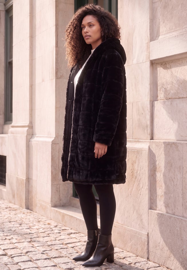 Plus Size 2-in-1 Puffer and Faux Fur Coat image number 2