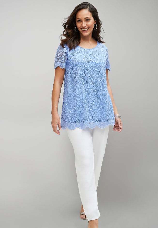 Stretch Knit Crepe Straight Leg Pants image number 3