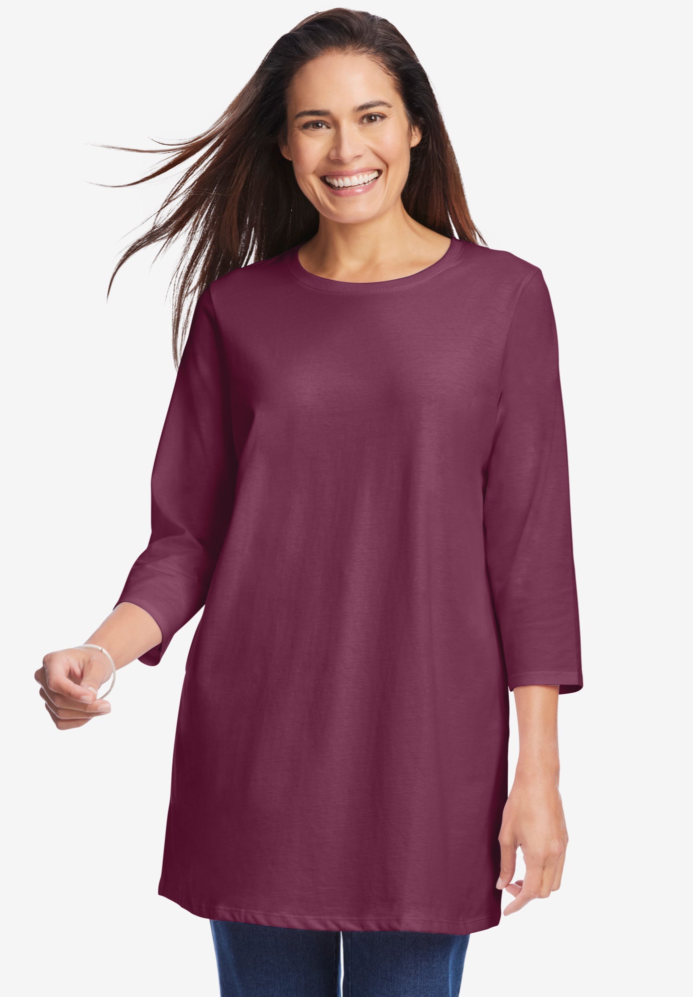 Perfect Three-Quarter Sleeve Crewneck Tunic image number 0