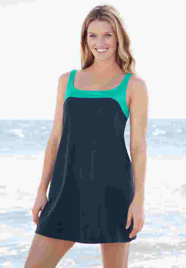 Two-Piece Colorblock Swim Dress image number 0