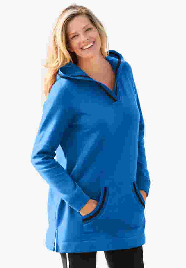 V-NECK HOODIE SWEATSHIRT image number 0