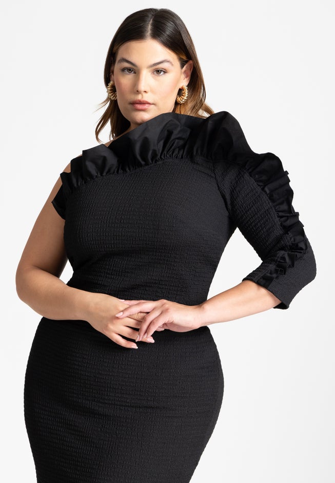 Popcorn Ruffle Column Dress image number 2