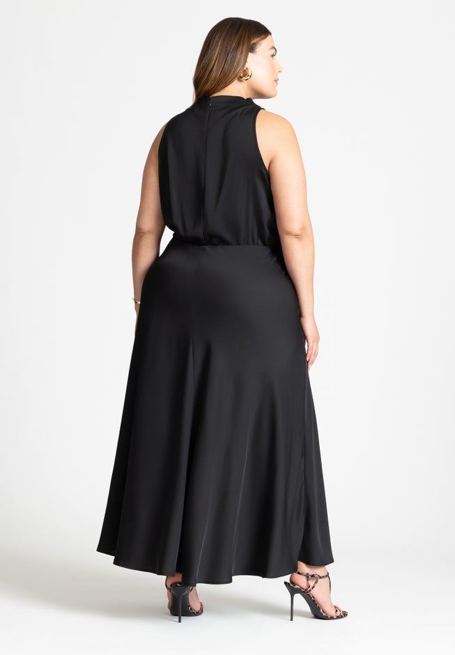 Draped Satin Maxi Dress image number null