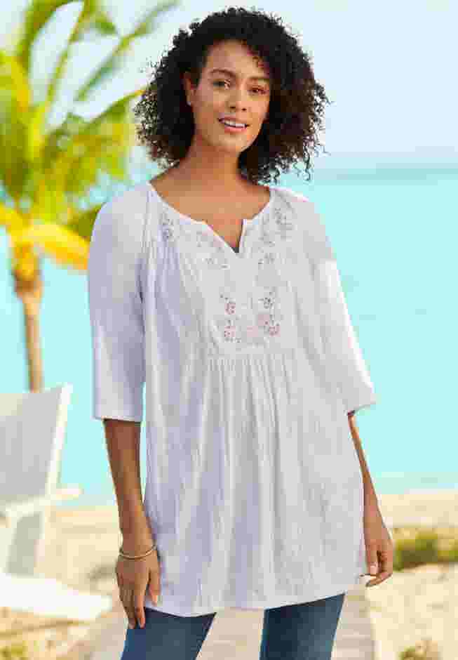 Embroidered Crinkle Tunic image number 5