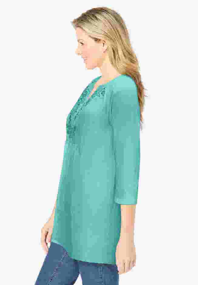 Embroidered Crinkle Tunic image number 2