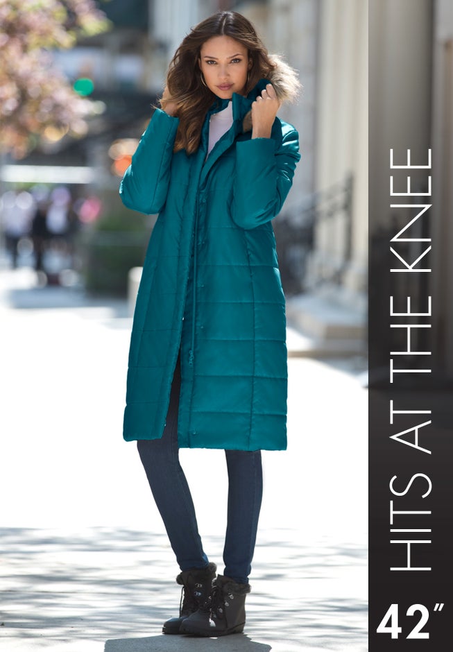 Plus Size Knee Length Puffer Coat image number 3