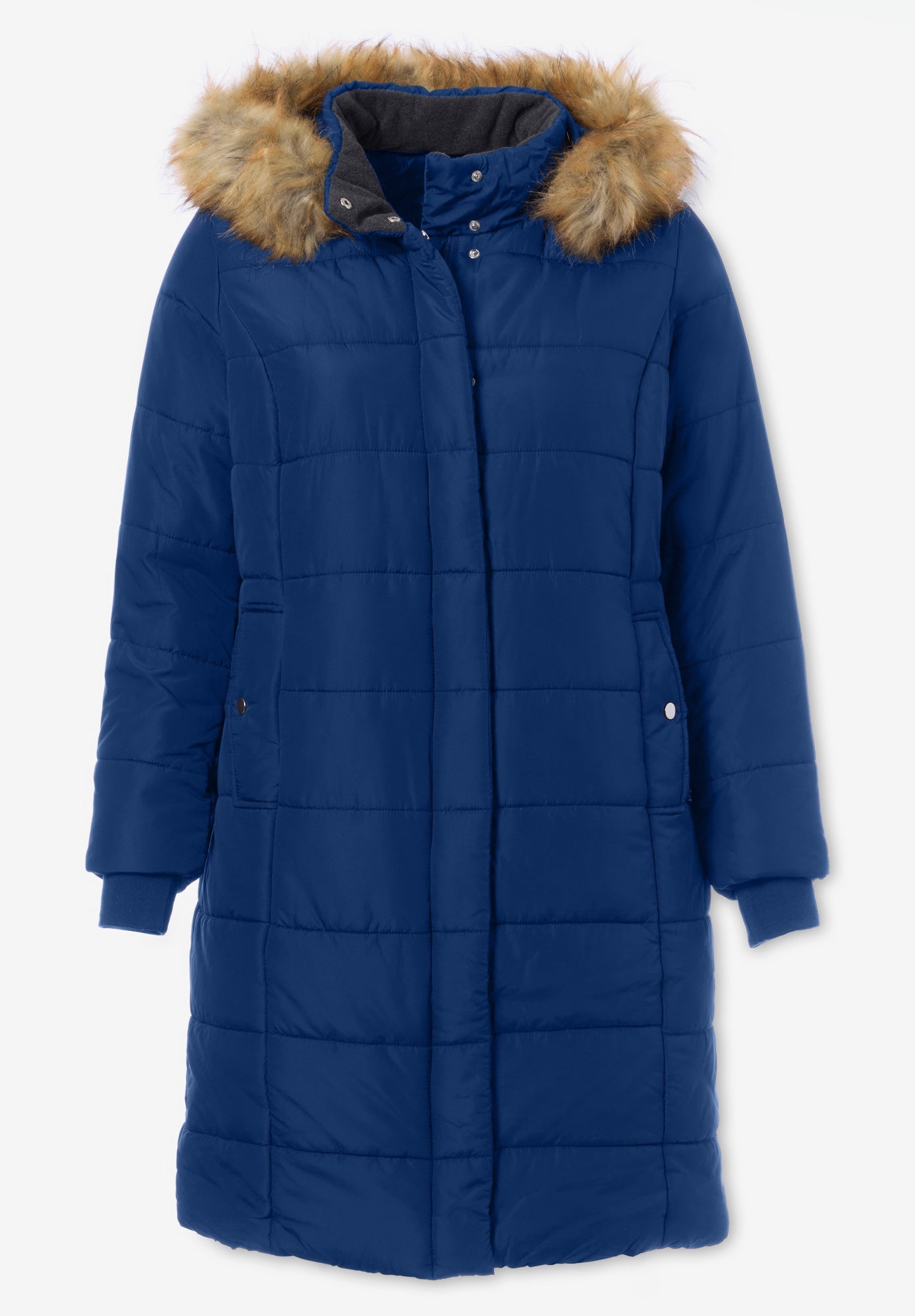 Plus Size Knee Length Puffer Coat image number 5