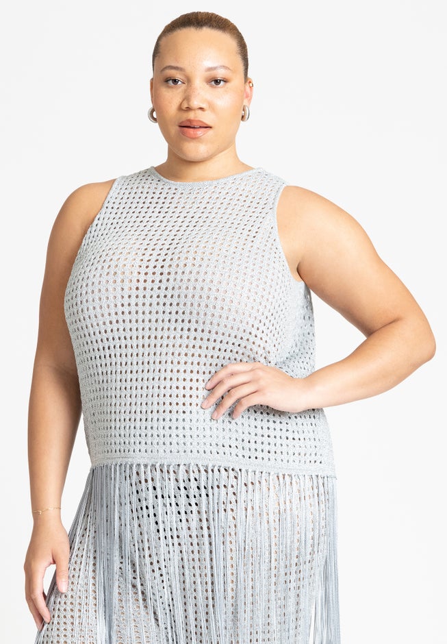 Crochet Fringe Sweater Tank image number 1