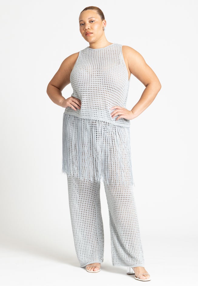 Crochet Fringe Sweater Tank image number 3