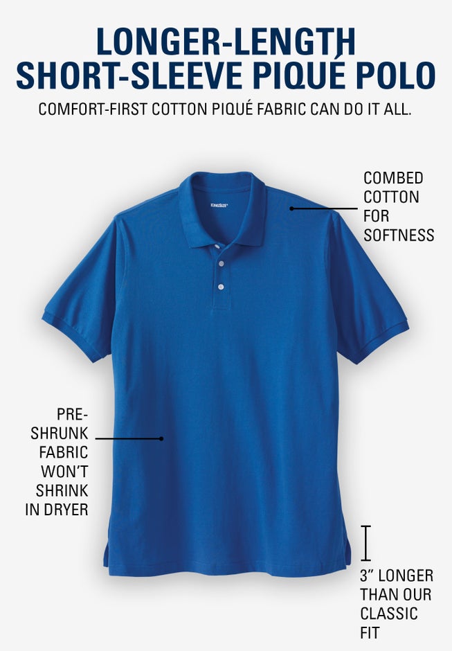 Longer-Length Shrink-Less™ Cotton Polo Shirt image number 1