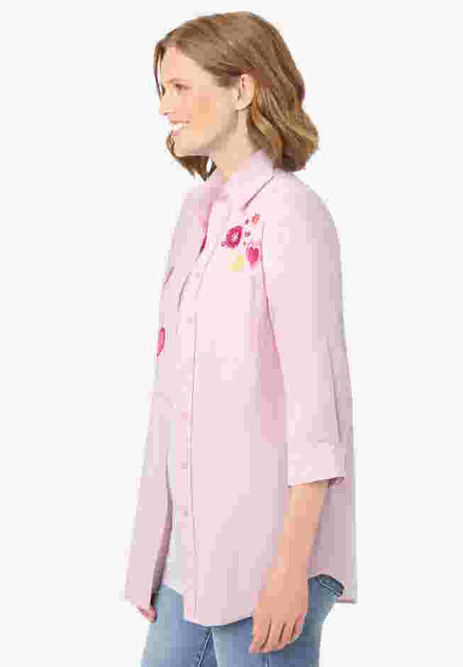 2-Piece Embroidered Poplin Tunic and Tee Set image number 2