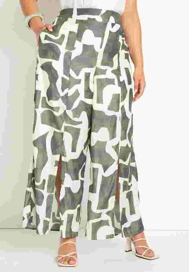 Pull On Wide Leg Pant with Slit Hem image number 1