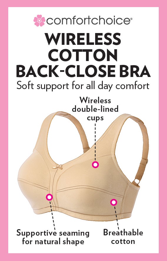Cotton Back-Close Wireless Bra image number 5