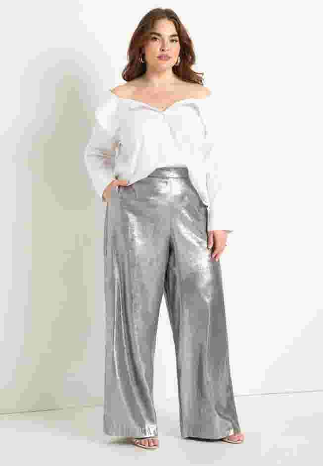 Metallic Wide Leg Pant image number 1