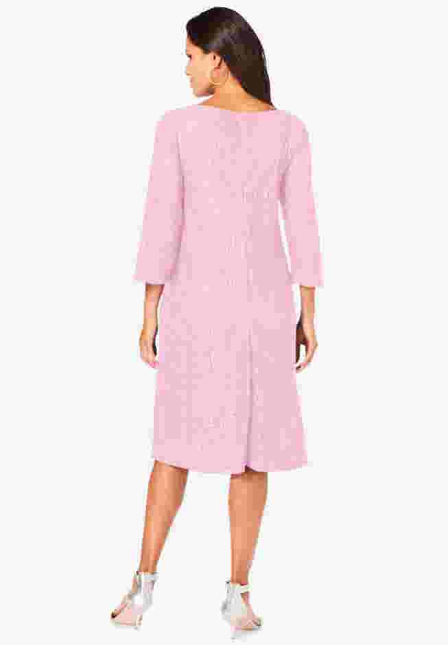 Plus-Size 3/4 Sleeve Boatneck Lace Swing Dress image number 1