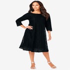 Plus-Size 3/4 Sleeve Boatneck Lace Swing Dress image number null