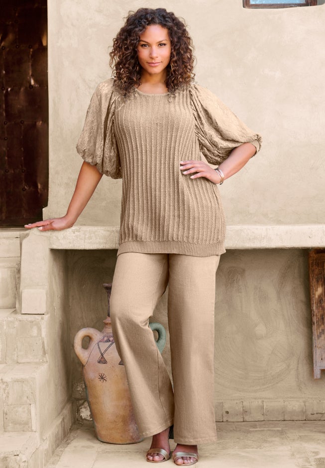 Lace Sleeve Sweater image number 1