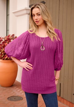 Lace Sleeve Sweater