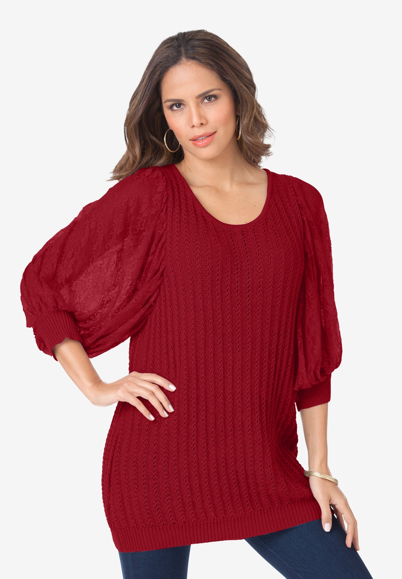 Lace Sleeve Sweater image number 1