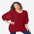 Lace Sleeve Sweater image number null