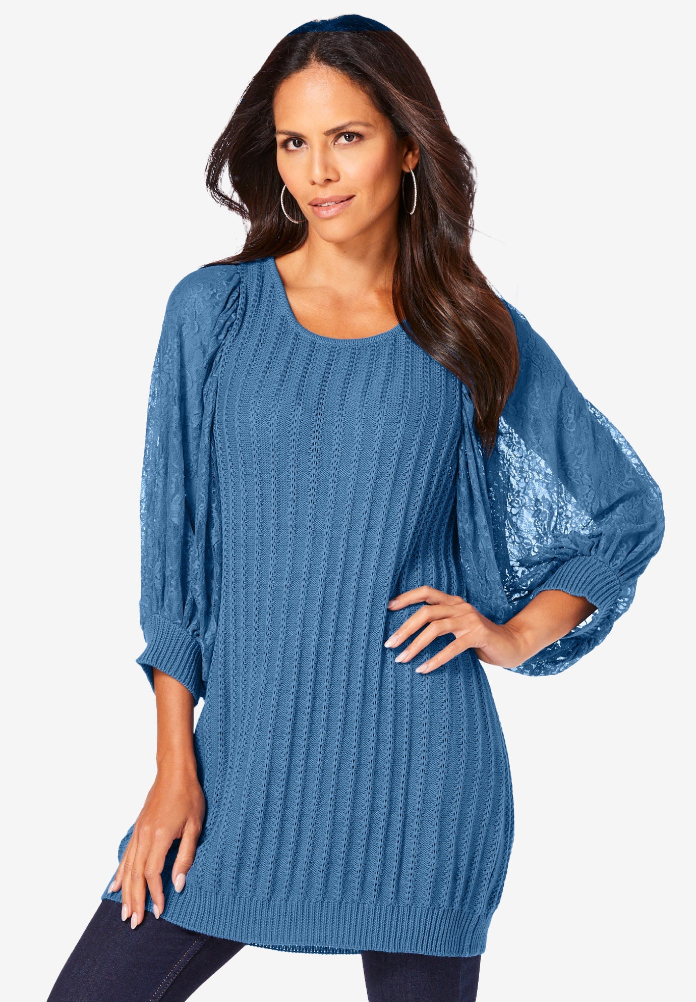 Lace Sleeve Sweater image number 2
