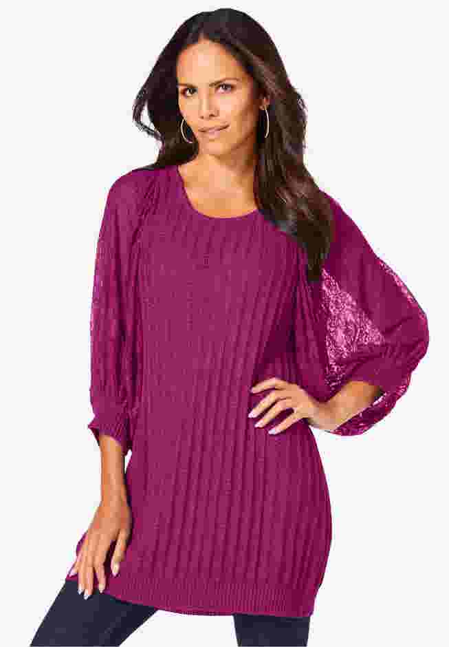 Lace Sleeve Sweater image number 0