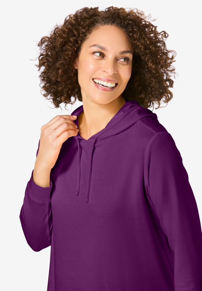 Longer-Length Hoodie Sweatshirt. image number 3
