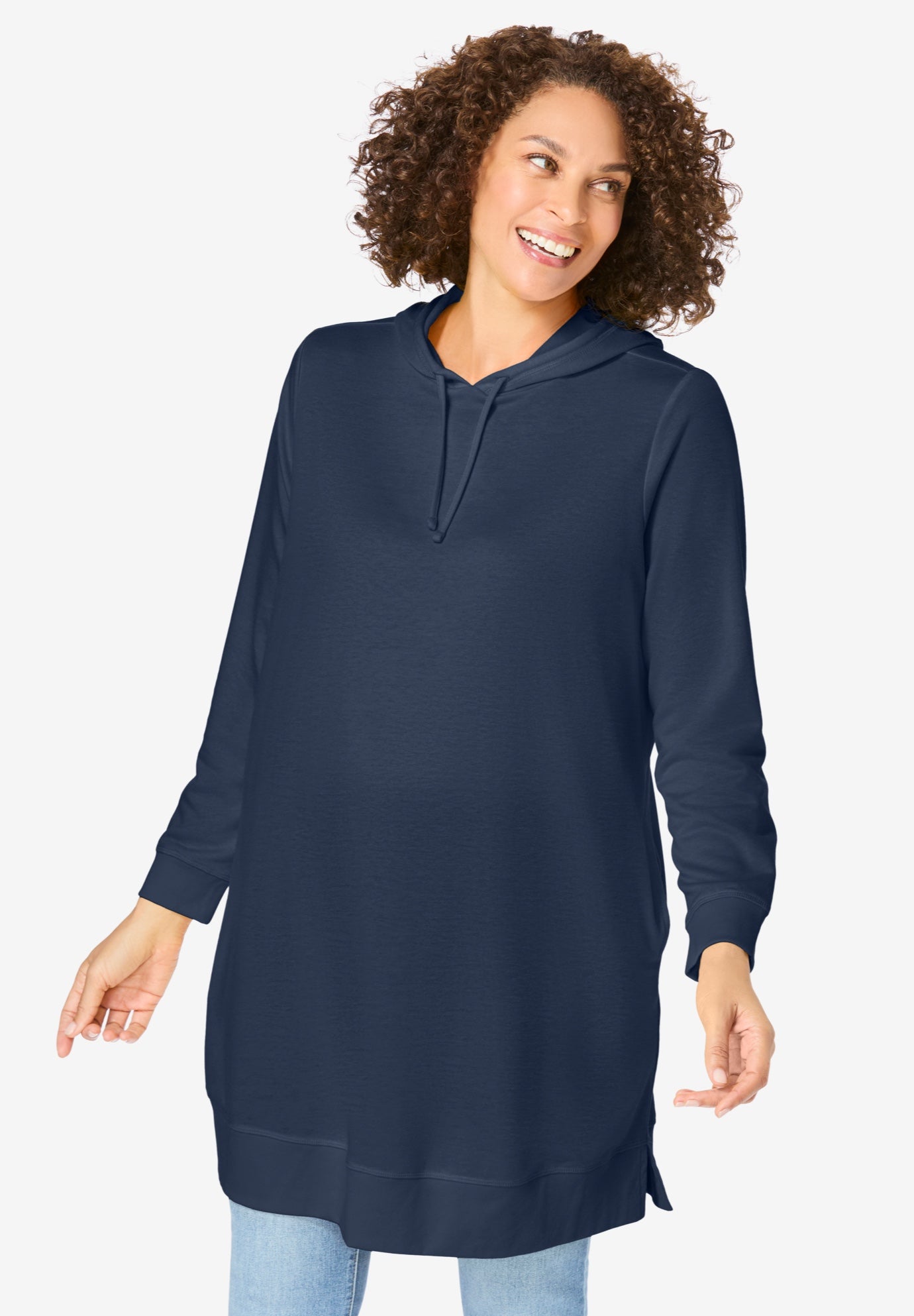 Longer-Length Hoodie Sweatshirt. image number 0