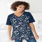 Elbow Sleeve V-Neck Baseball Tee image number null