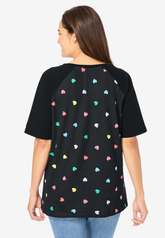 Elbow Sleeve V-Neck Baseball Tee image number 2