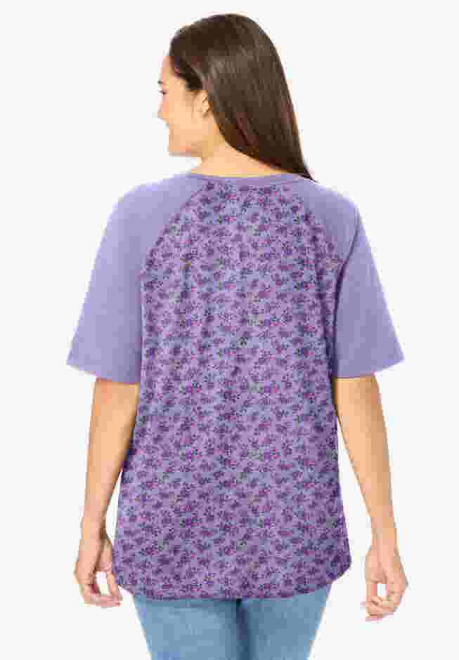 Elbow Sleeve V-Neck Baseball Tee image number 1