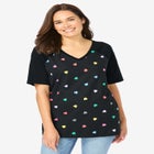 Elbow Sleeve V-Neck Baseball Tee image number 0