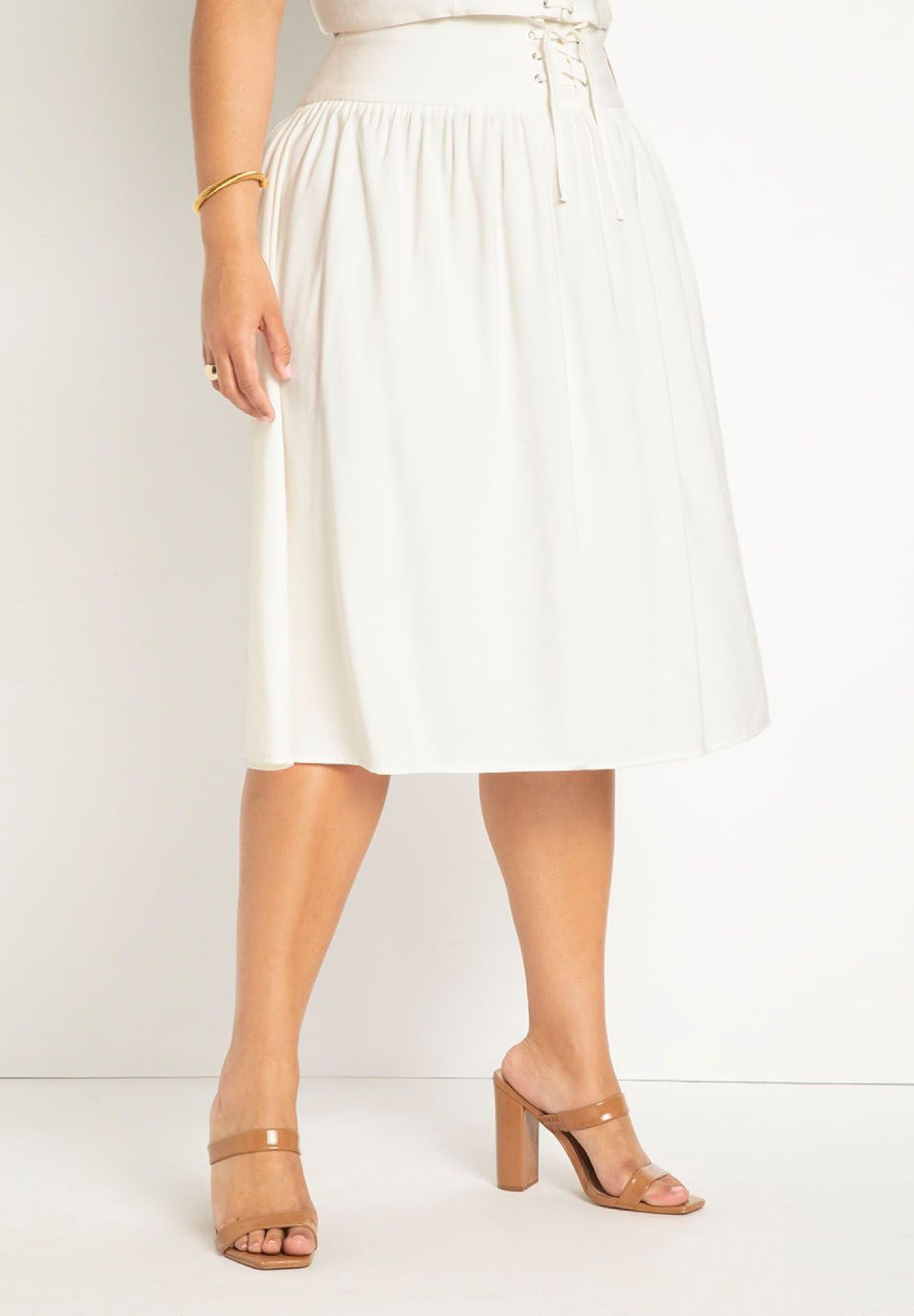 Lace Up Waist Midi Skirt image number 2